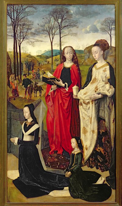 The Portinari Altarpiece, St. Mary Magdalen and St. Margaret with Maria Baroncelli and Daughter Margherita Portinari, Right Wing by Hugo van der Goes